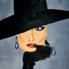 Dame mit Hut, Acryl auf Malpappe, 40 x 30 cm